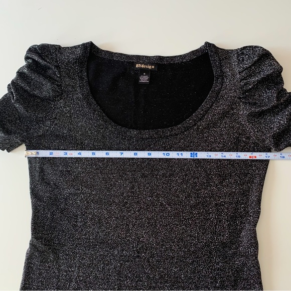 BYdesign puff sleeve tinsel sparkle shirt black size medium - Picture 5 of 6